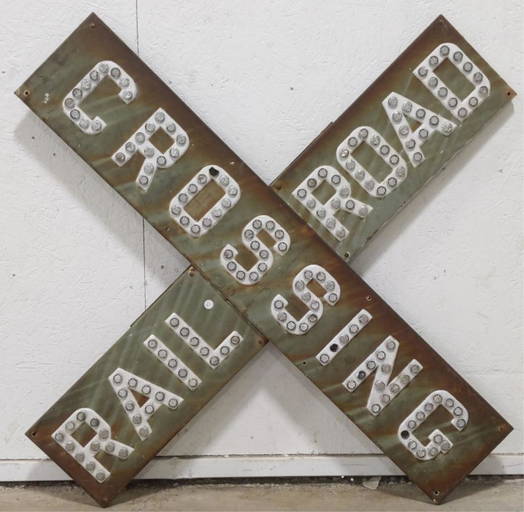 Vintage Railroad Crossing Sign With Reflectors