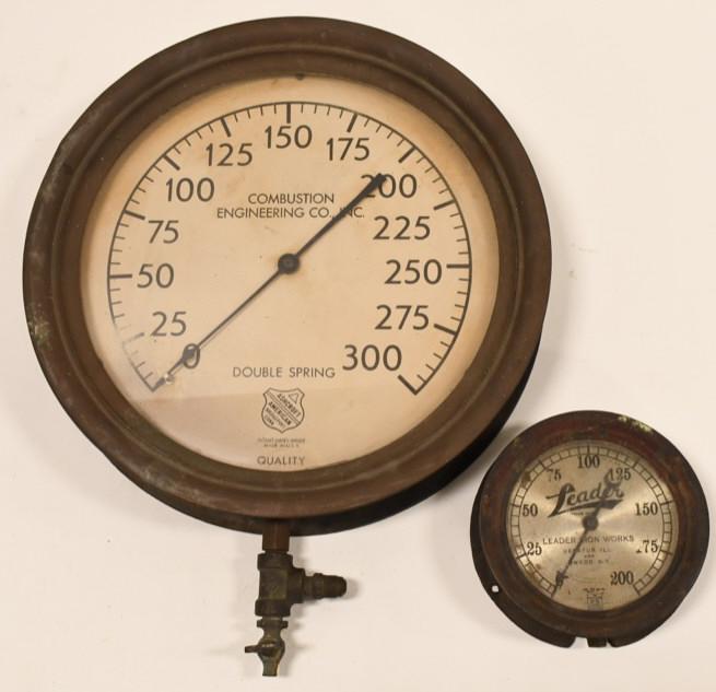 (2) Large Antique Steam Gauges / Steampunk (1 of 11)