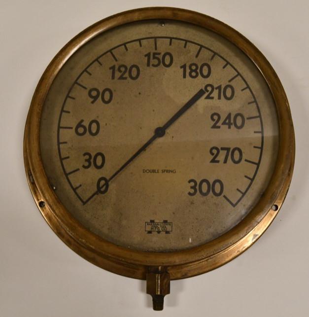 Large Antique Marshalltown Brass Steam Gauge (1 of 4)