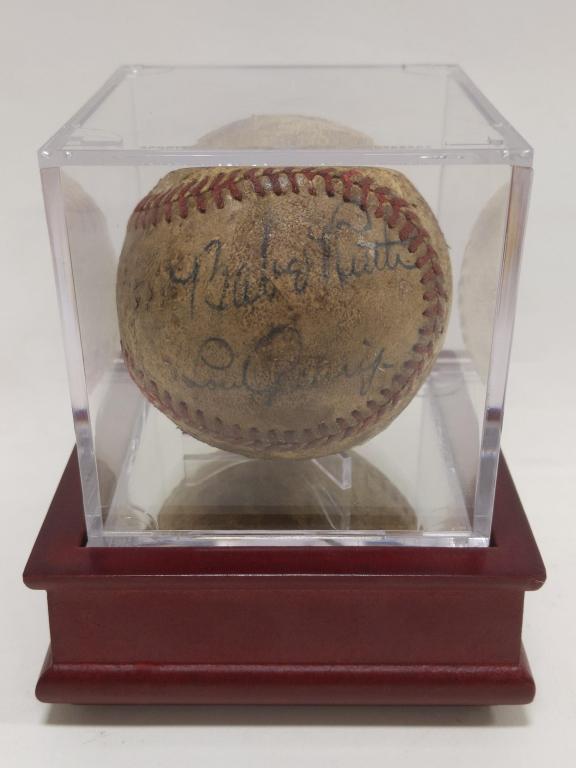 Babe Ruth & Lou Gehrig Signed Baseball w/ COA (1 of 7)
