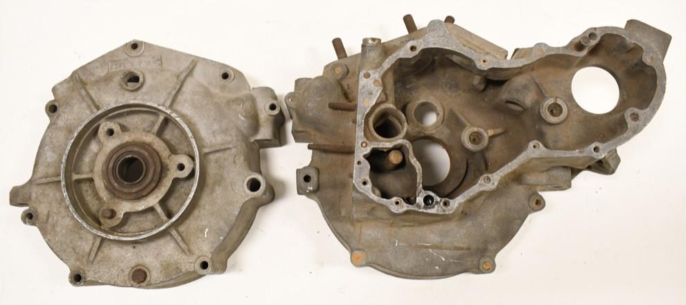 1951 Harley-Davidson FL Panhead Motor Case Set: 1951 Harley-Davidson FL Panhead motor case set. Belly numbers are not matching. One is marked 151-3729 and the other is marked 52-4089. Both appear to be in good condition with wear from use and age. 