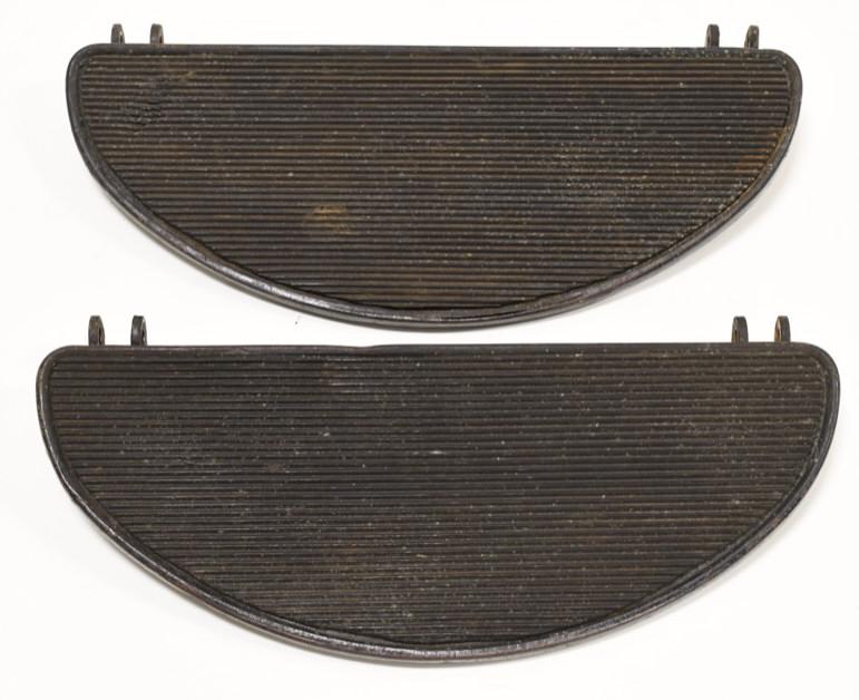 Harley-Davidson Knucklehead Panhead Footboards: Pair of vintage Harley-Davidson Knucklehead Panhead half moon D-Boards footboards. Good condition with wear from use and age. Have replacement pads. Measure approximately 12" across.