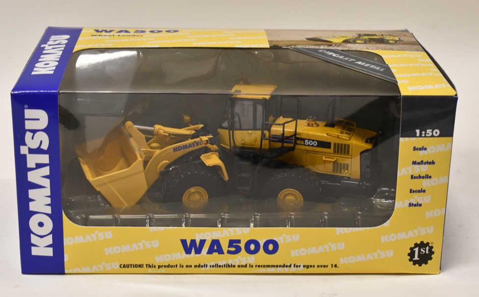 1/50 1st Gear Komatsu WA500 Wheel Loader: 1/50 scale 1st Gear Komatsu WA500 wheel loader. Nice condition in the box.