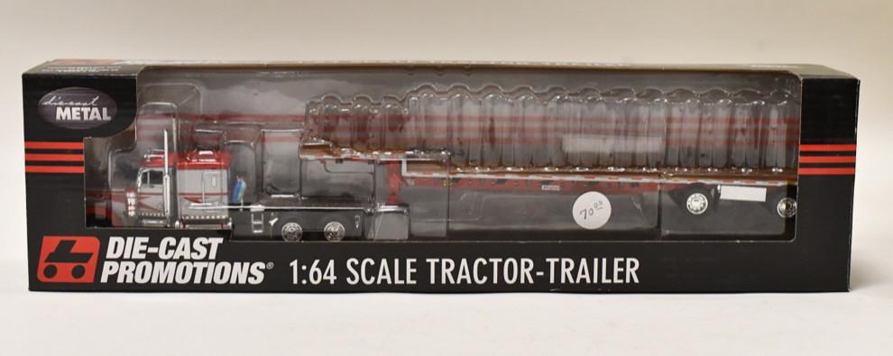 1/64 DCP Peterbilt 379 w/ Stepdeck Trailer: 1/64 DCP Peterbilt 379 63" flattop with transcraft stepdeck trailer. Nice condition in the box. Item no. 33393