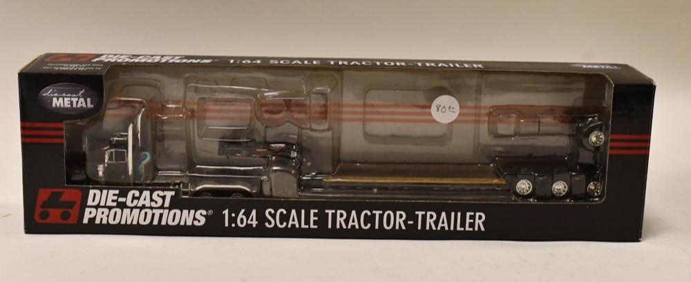 1/64 DCP Peterbilt 379 w/ Lowboy Flip Axle Trailer: 1/64 DCP Peterbilt 379 with loboy flip axle trailer. Nice condition in the box. Item no. 33023.