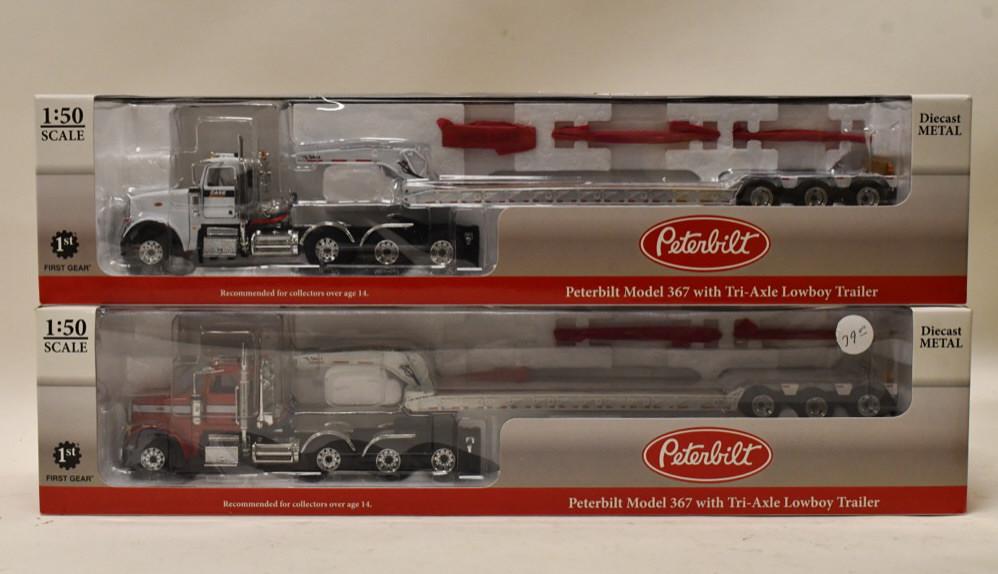 (2) 1/50 1st Gear Peterbilt w Lowboy Trailers (1 of 5)