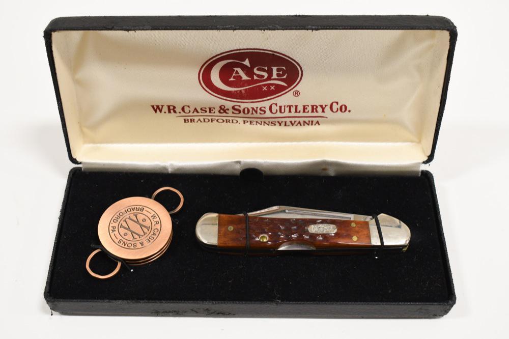 Case XX Mini Copperlock Folding Knife In Case: Case XX MIni Copperlock folding knife in originalk display case. Nice condition with light wear from age and display. Case does have wear. Blade is marked model no. 61749 L SS. When closed it measures