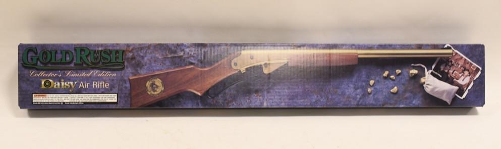 1998 LE Daisy Gold Rush Commemorative BB Gun NIB: 1998 Limited Edition Daisy Gold Rush Commemorative Lever Action BB Gun. New in the original sealed box with outer shipper box. Only 2500 made.