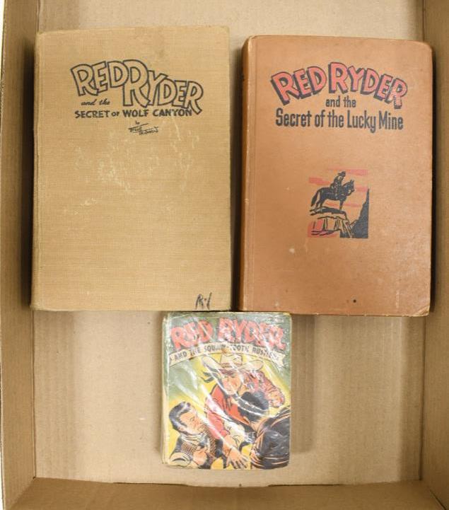 (3) Vintage Red Ryder Books: Lot includes Red Ryder and the Secret of Wolf Canyon, Red Ryder and the Secret of the Lucky Mine, and Red Ryder and the Squaw-Tooth Rustlers.