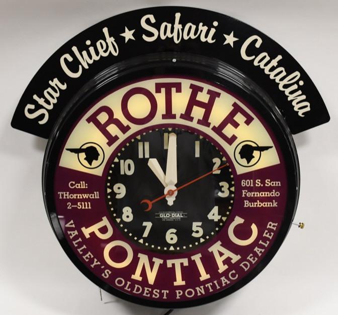 Rothe Pontiac Dealership Adv Neon Glo-Dial Clock (1 of 11)