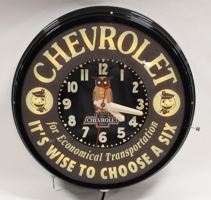 Chevrolet Wise Owl Adv Dealership Glo-Dial Clock (1 of 15)