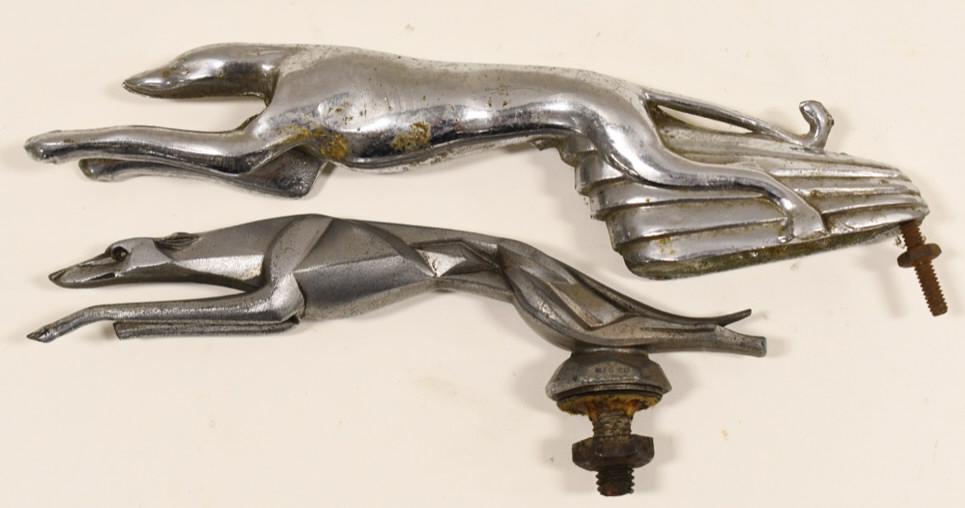 (2) Vintage Art Deco Greyhound Hood Ornaments (1 of 13)