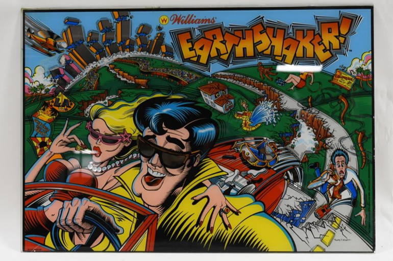 1989 Williams Earthshaker Pinball Machine Glass