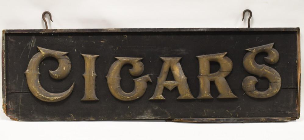 Antique 6ft  Wood Cigars Advertising Trade Sign (1 of 10)