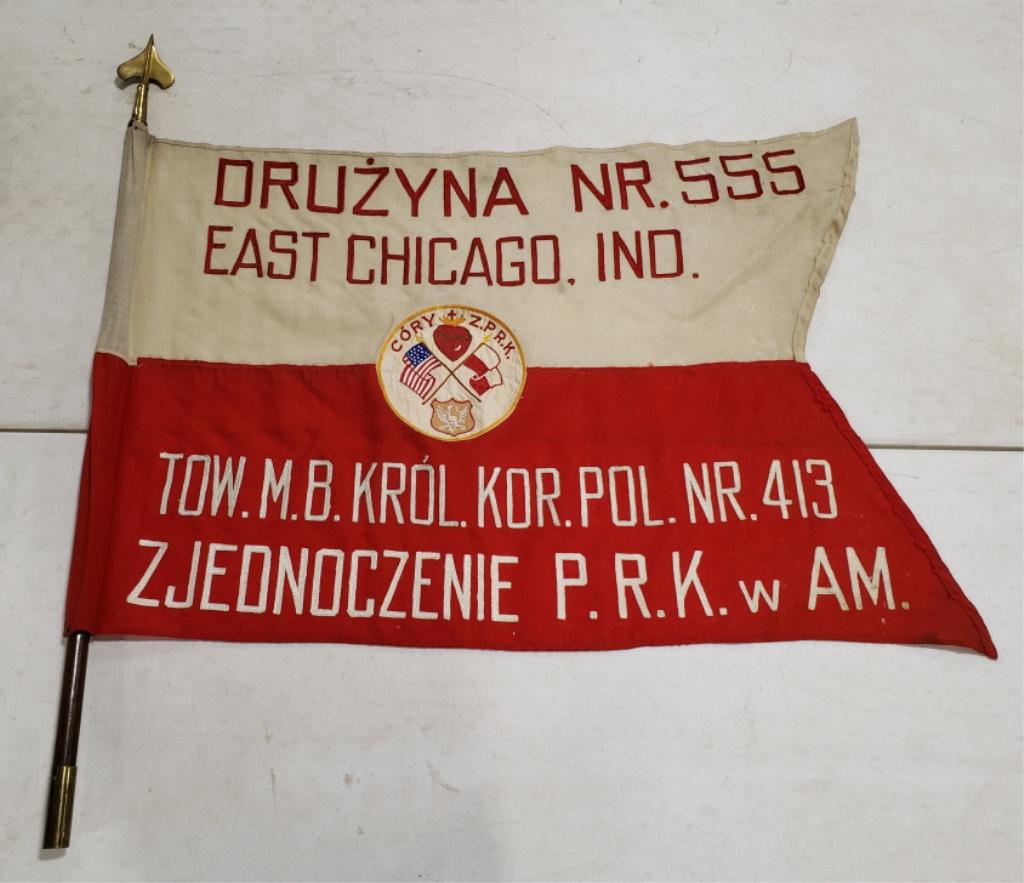 Vintage East Chicago IN Polish Embroidered Flag (1 of 5)