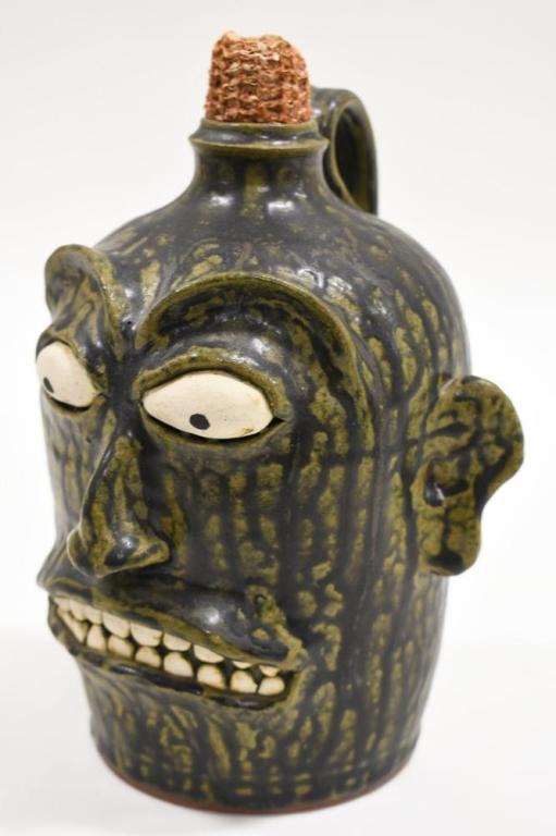 Folk Art Jason Luck Pottery Whiskey Face Jug (1 of 7)