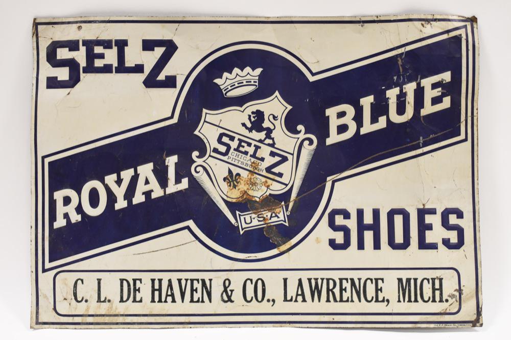 Early SST Embossed Selz Royal Blue Shoes Adv Sign (1 of 8)