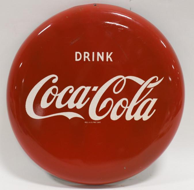 12" SST Convex Coca-Cola Advertising Button Sign (1 of 7)