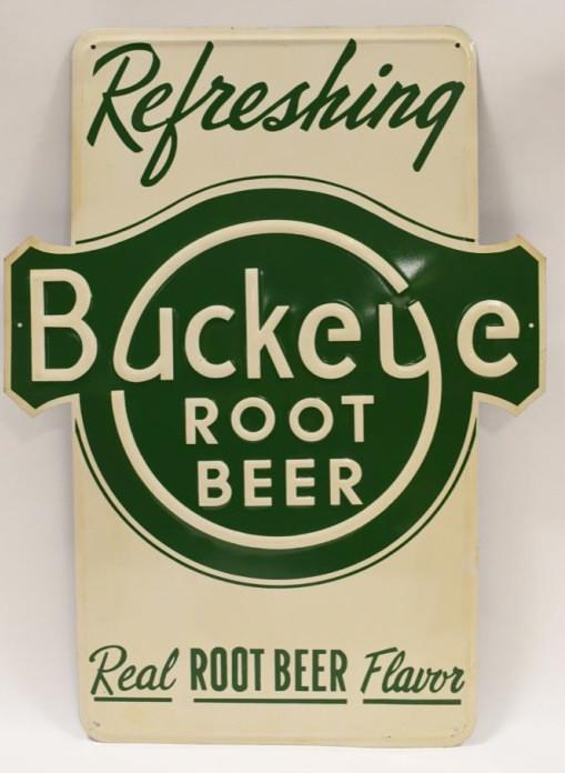 Scarce SST Buckeye Root Beer Embossed Adv Sign (1 of 5)