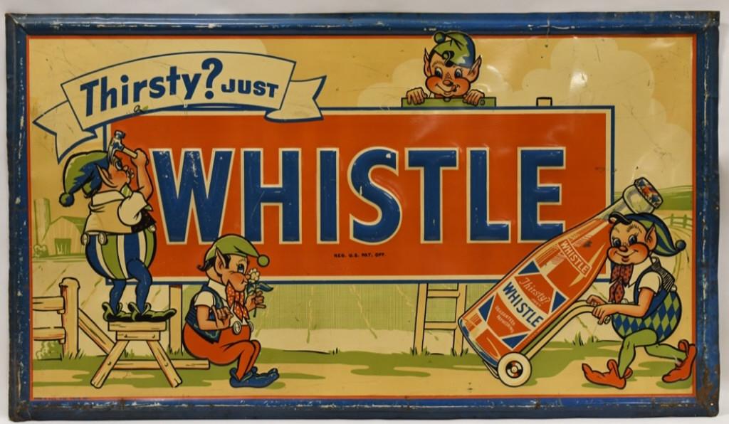 Large Vintage SST Whistle Soda Embossed Adv Sign (1 of 8)