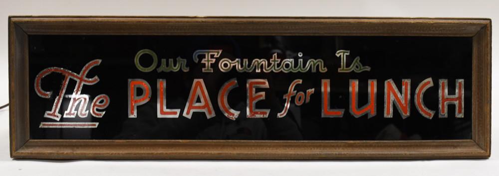 Early Soda Fountain Lighted ROG Glass Adv Sign (1 of 9)