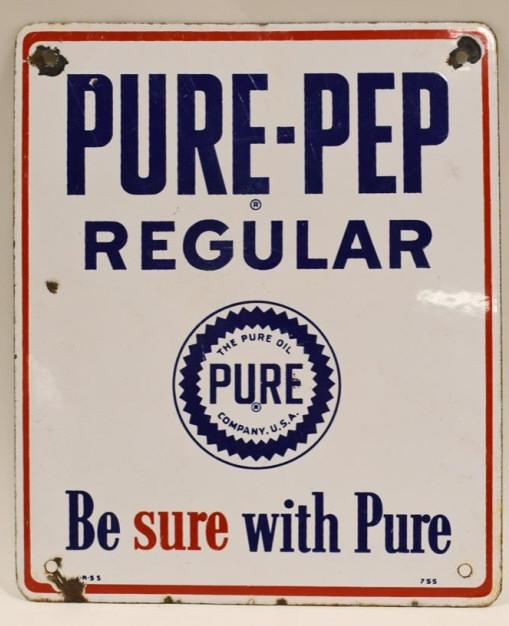 Vintage SSP Pure-Pep Regular Adv Gas Pump Plate (1 of 4)
