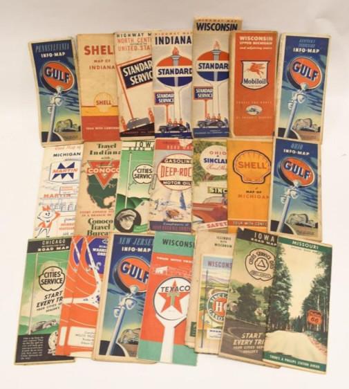 Lot Of Early Advertising Service Station Road Maps (1 of 7)
