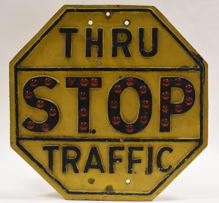 Early Cats Eye Glass Reflector STOP Traffic Sign (1 of 7)