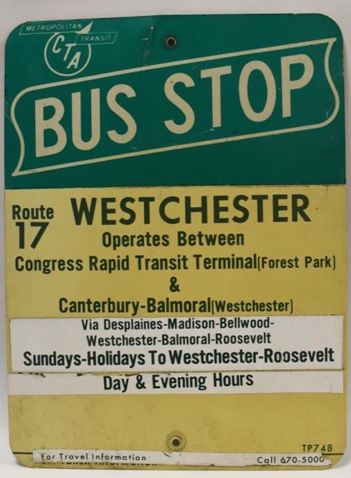 Vintage CTA Chicago Bus Stop Sign / Westchester (1 of 5)