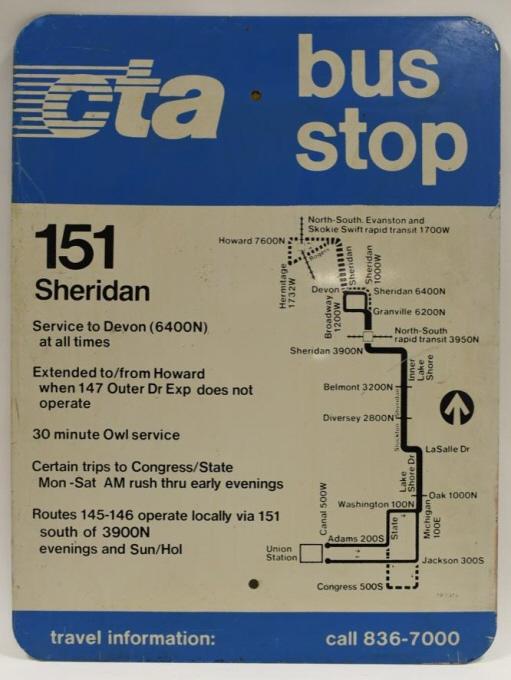 Vintage Chicago CTA Bus Stop Sign (1 of 8)