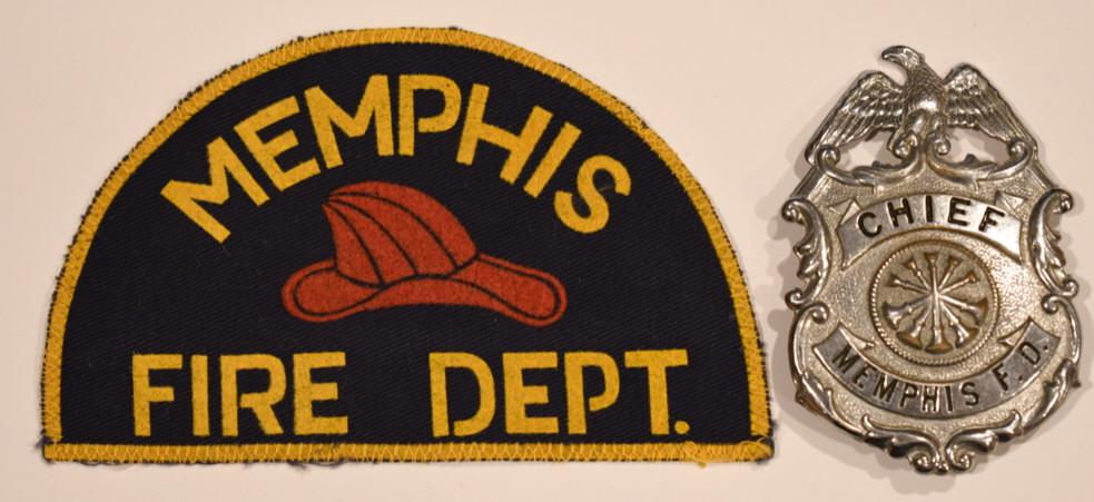 Obsolete Memphis Fire Dept Chief Badge & Patch (1 of 7)