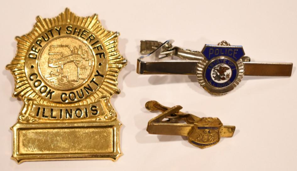 Cook Co. ILL Badge & 2 Tie Clips / Michigan (1 of 6)