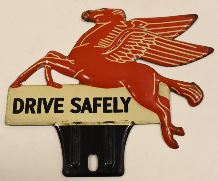 Vintage Mobil Gas Embossed License Plate Topper (1 of 4)