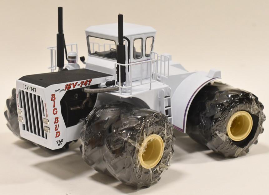 1/32 DCP Big Bud 16V-747 760 H.P. Tractor: 1/32 scale Die-Cast Promotions Big Bud 16V-747 760 H.P. tractor. Displays well in oak wood and glass display case. Does not have the box.