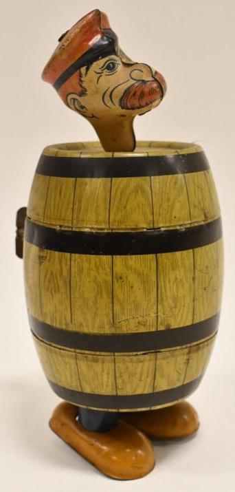 J. Chein Tin Litho Windup Barnacle Bill In Barrel (1 of 5)