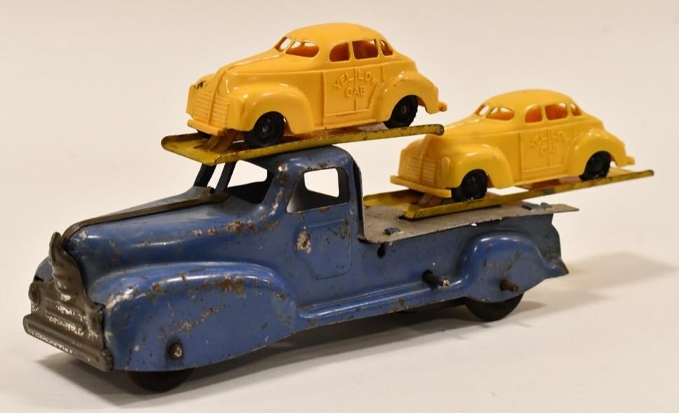 Marx Pressed Steel Windup Car Carrier w Cars (1 of 6)