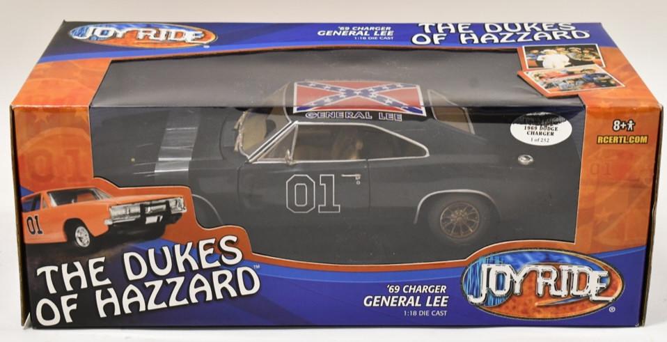 1/18 Ertl JoyRide '69 Dodge Charger General Lee: 1/18 scale Ertl JoyRide die-cast The Dukes Of Hazzard '69 Dodge Charger General Lee. Dirty / Dusty chaser version 1 of 252. Good condition new in the box.