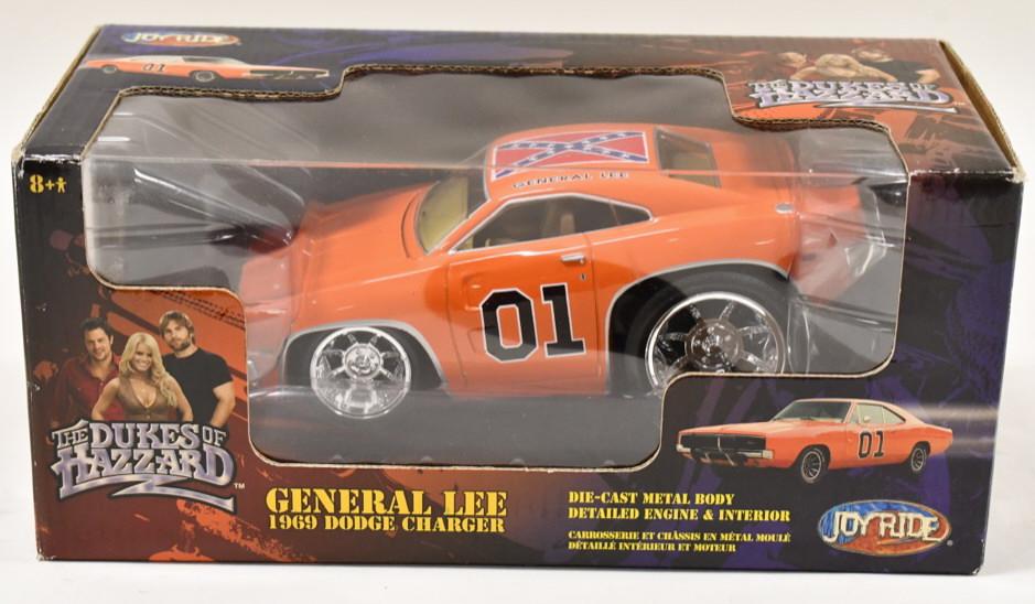 1/18 Ertl JoyRide General Lee 1969 Dodge Charger: 1/18 scale Ertl JoyRide die-cast Stylized 8 Inch General Lee 1969 Dodge Charger. Good condition new in the box.