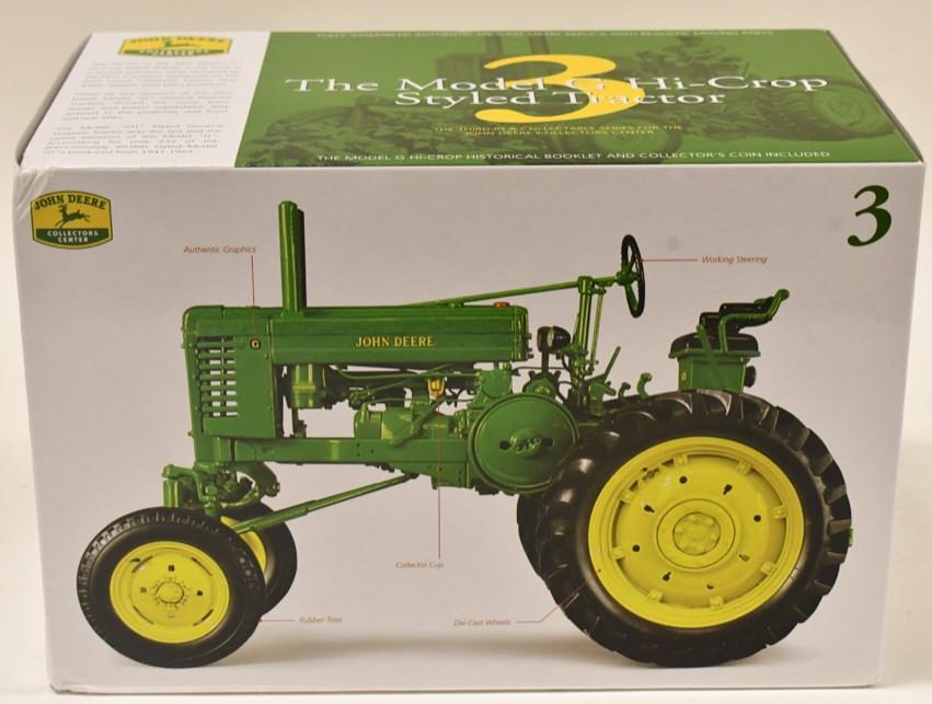 1/16 Ertl John Deere Model G Hi-Crop Tractor: 1/16 scale Ertl John Deere Model G Hi-Crop styled tractor. #3 in the John Deere collectors center series. Good condition in the box with the shipping box.