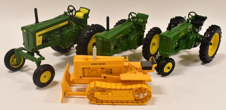 1/16 Ertl John Deere 720, 70, 60, & MC Crawler: 1/16 scale Ertl John Deere model 720, model 70, model 60, and MC crawler. Good condition without the boxes.