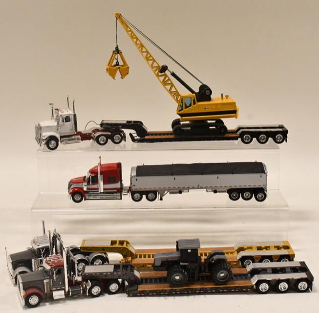 1/64 & 1/50 Semi Trucks w/ Lowboys & Grain Trailer (1 of 4)