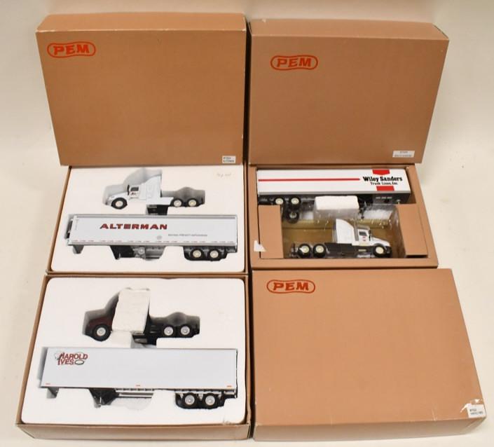 1/64 PEM Wiley Sanders Harold Ives & Alterman: 1/64 scale PEM Wiley Sanders semi truck, Harold Ives semi truck, and Alterman semi truck. Good condition in the boxes.