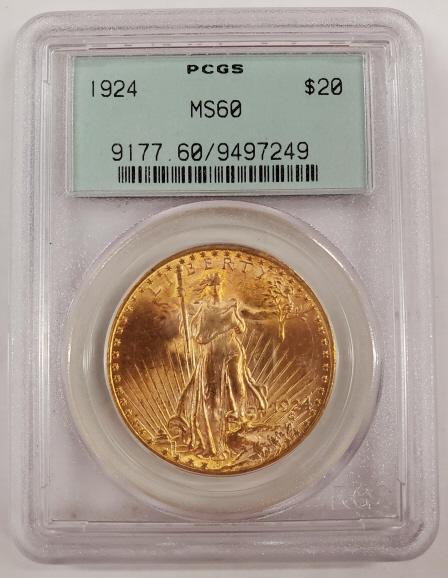 1924 $20 Double Eagle Gold Coin - PCGS MS60 (1 of 2)