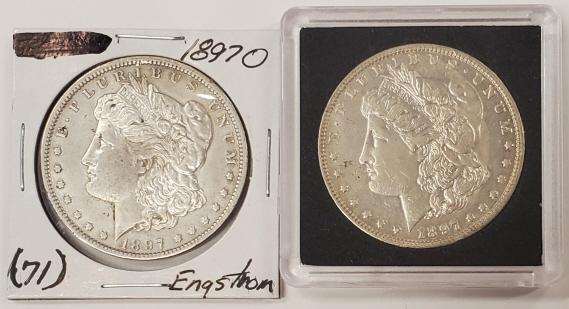 Lot of 2 1897-O Morgan Silver Dollars (1 of 2)