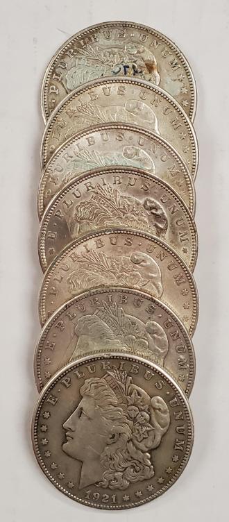 Lot of 7 1921 Morgan Silver Dollars (1 of 2)