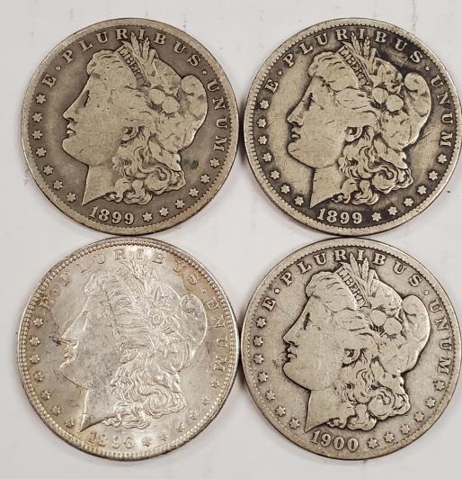 Lot of 4 Morgan Silver Dollars (1 of 2)