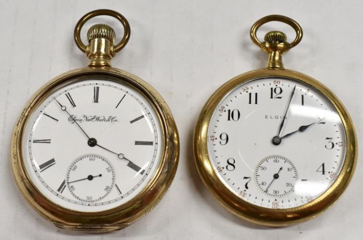 Lot of 2 Elgin Gold Filled Open Face Pocket Watch (1 of 6)