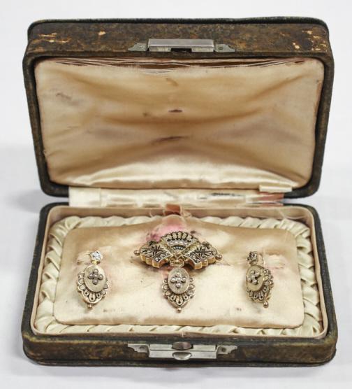 14k Victorian Pearl and Enamel Jewelry Set (1 of 6)