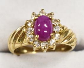 10k Gold Ruby and Diamond Ring: 10k Gold Ruby and Diamond Ring. Size 5.75. Weighs 2.9 grams
