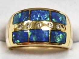 14k Gold Fire Opal Ring with Diamond Accents (1 of 3)